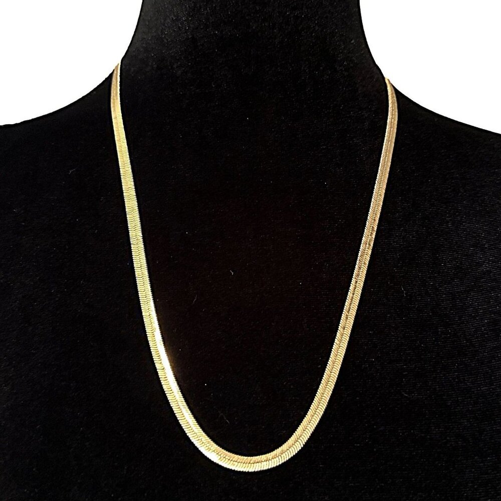 Herringbone Chain Gold Tone Adjustable Length 24 - 26 Inch